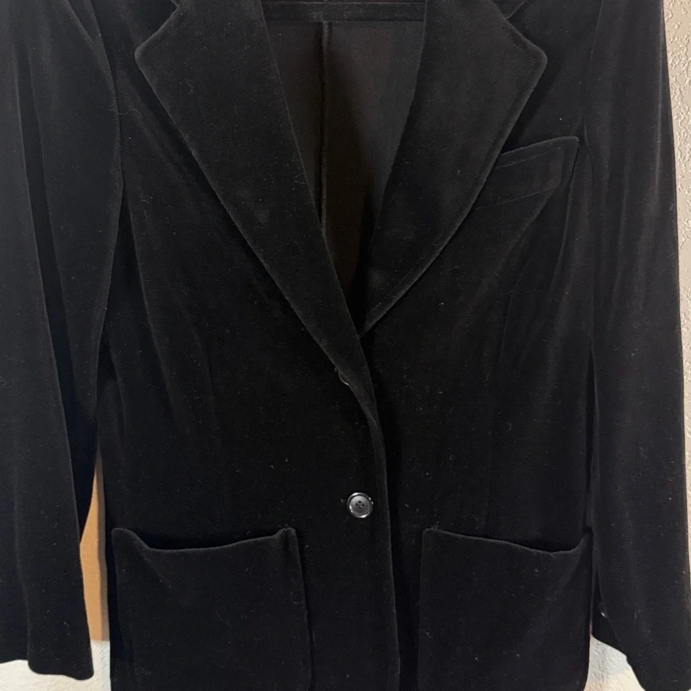 Vintage Butte Knit Black Velvet 2 Button Blazer Size Medium